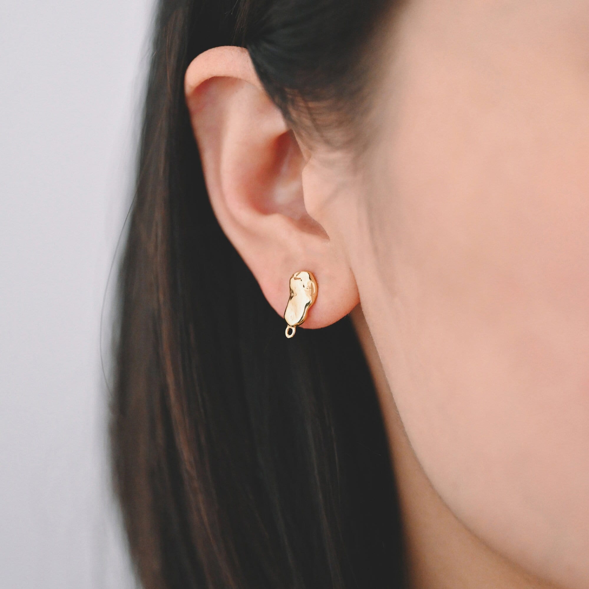 10pcs Gold/ Silver Hammered Irregular Ear Posts, 18K Gold/ Rhodium plated Brass, Geometric Stud Earring Components (GB-2541)